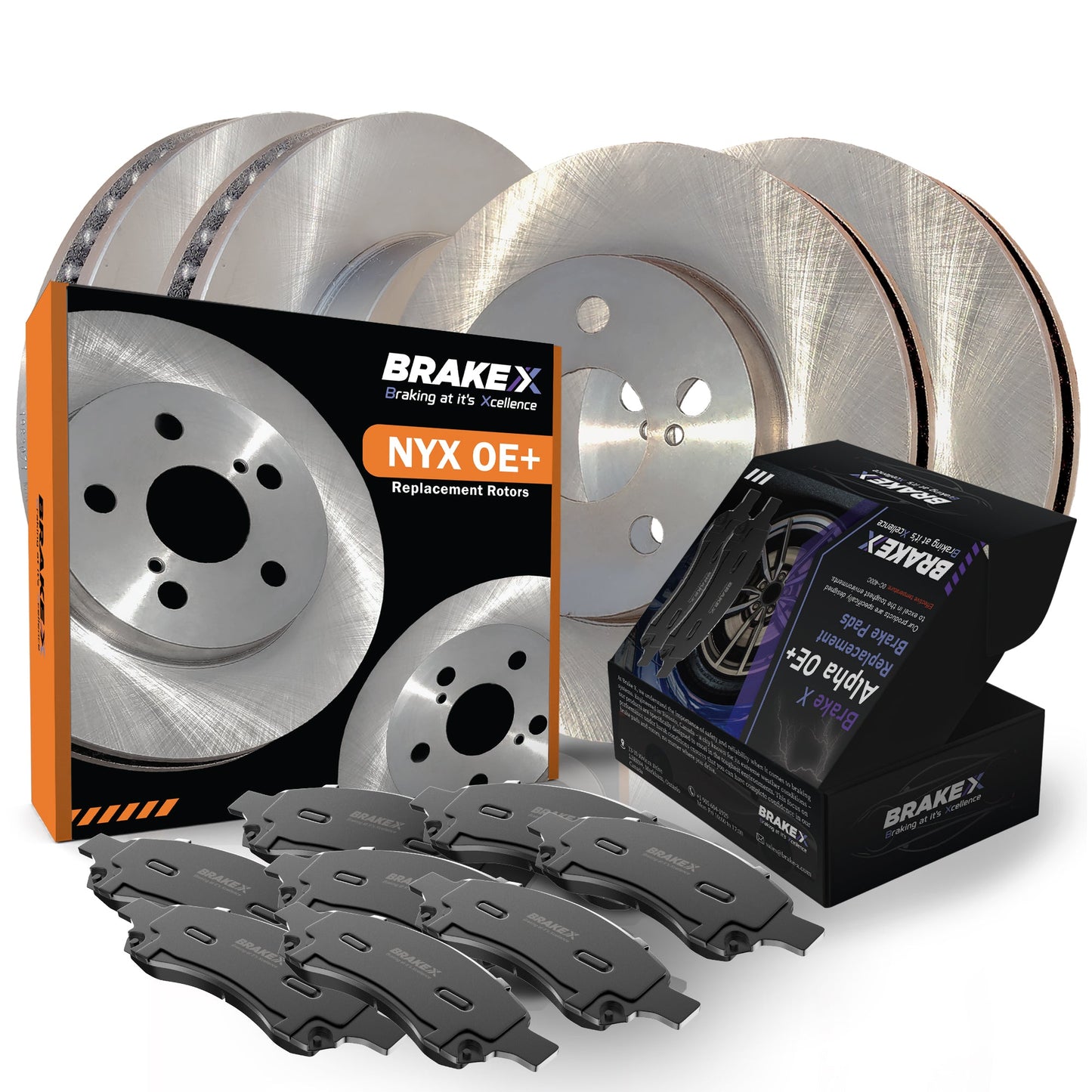 NYX Brake Rotors and Alpha Ceramic Brake Pads Brake Kit #BRXSP-FR-RC-711