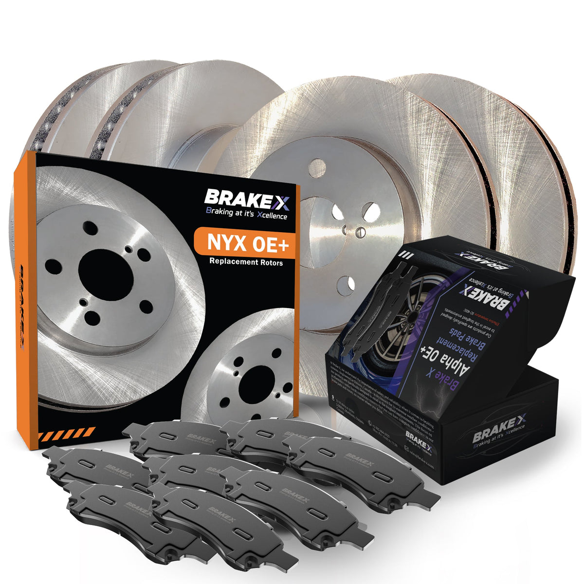 NYX Rotors and Alpha Ceramic Pads Brake Kit #BRXSP-FR-RC-0003613-1