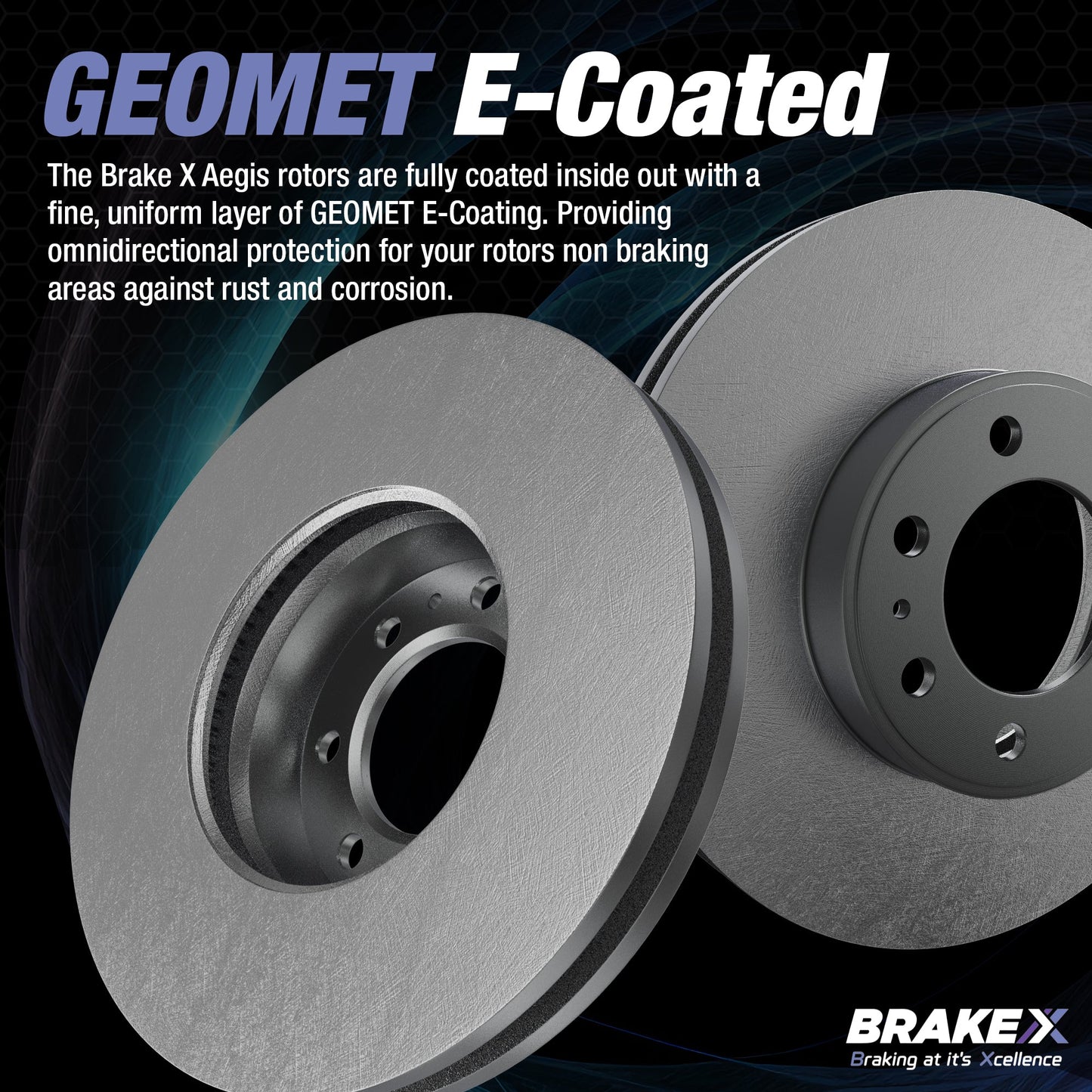 Aegis GEOMET Coated Brake Rotors Alpha Ceramic Brake Pads Brake Kit #BRXSP-FR-CC-672