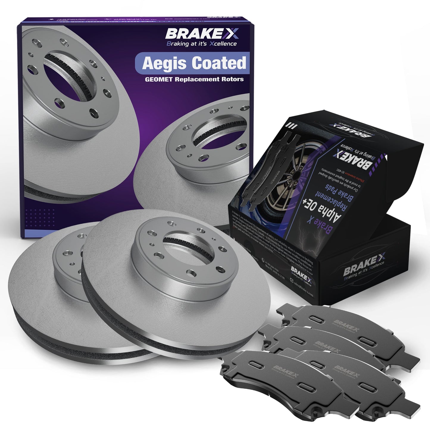Aegis GEOMET Coated Rotors Alpha Ceramic Pads Brake Kit #BRXSP-RR-CC-0005794-1